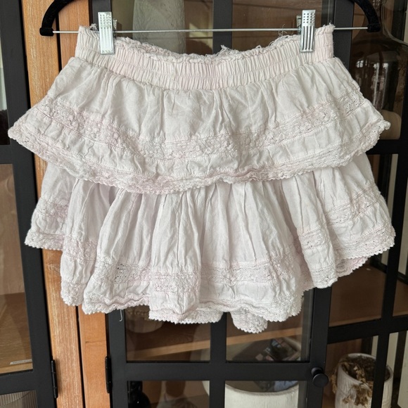 LoveShackFancy Dresses & Skirts - LoveShackFancy tiered mini skirt lace ruffles heritage pastel preppy small